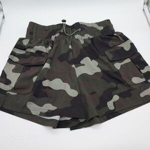 Bluenotes Camo Cargo Short Women XS Green Brown Camouflage Elastic Waist Utility